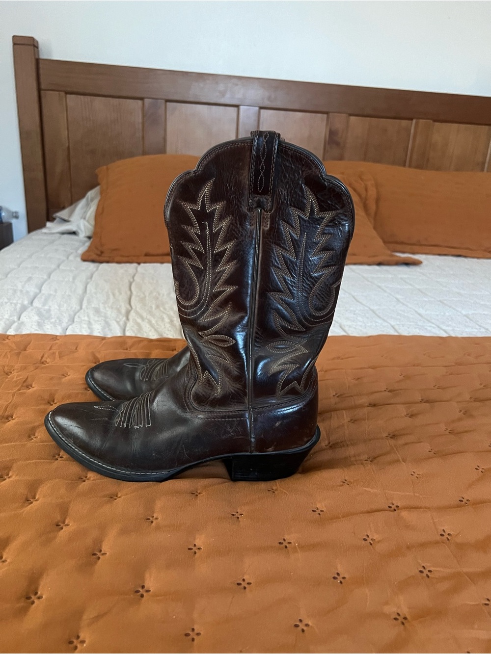 Ariat Dark Brown Leather Western Heeled Boots